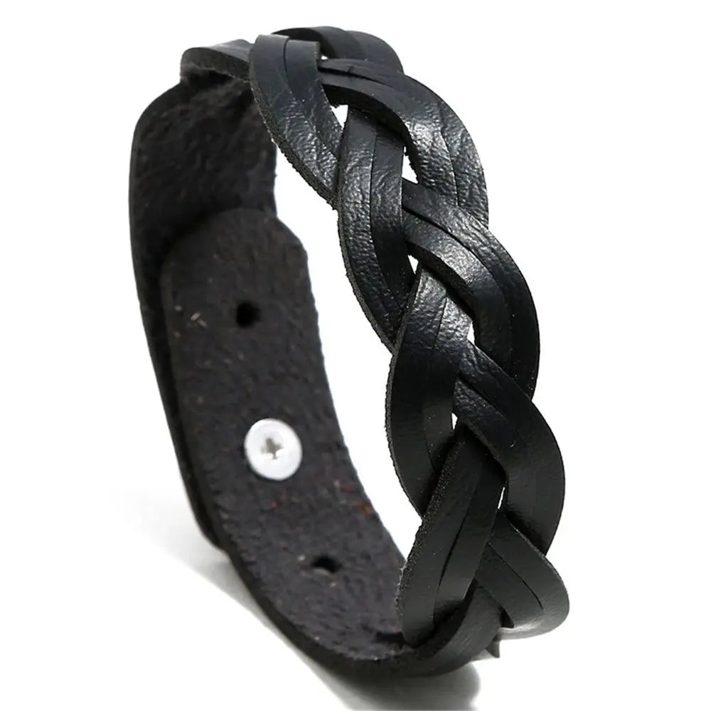 Mode solide geflochtene Twist Leder Armband einfache vielseitige Student Armreifen Punk Snap Armband Schmuck verstellbare Armband