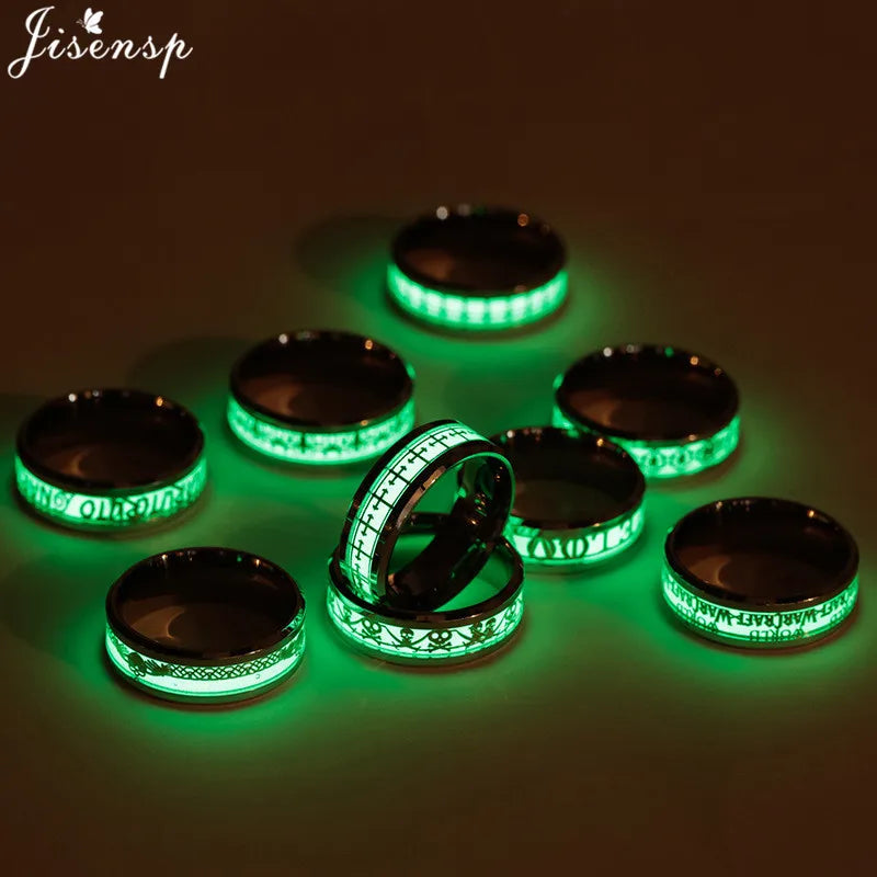 2025, Edelstahl, leuchtend im Dunkeln, Herz-Fingerringe für Männer und Frauen, Punk-Musik, Drache, leuchtender Ring, Paarschmuck, Anel