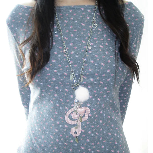 Y2K Schmuck Musiknoten Flügel Herz Anhänger Halskette für Frauen Harajuku Kawaii Zubehör Koreanische Mode Kette Halskette Punk
