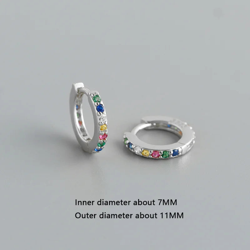 WANTME 925 Sterling Silber Einfache Farbe Zirkon Huggies 8,8mm Ohr Creolen für Frauen Mode Überzogene 18 k Gold Charms schmuck
