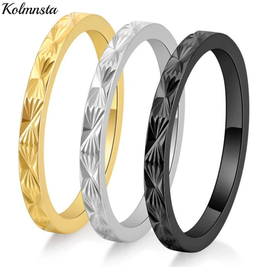 Kolmnsta 2mm Titan Stahl Stapelbare Hochzeit Ringe Für Frauen Minimalistischen Stern Kreuz Gravierte Finger Ring Paar Schmuck Anillos