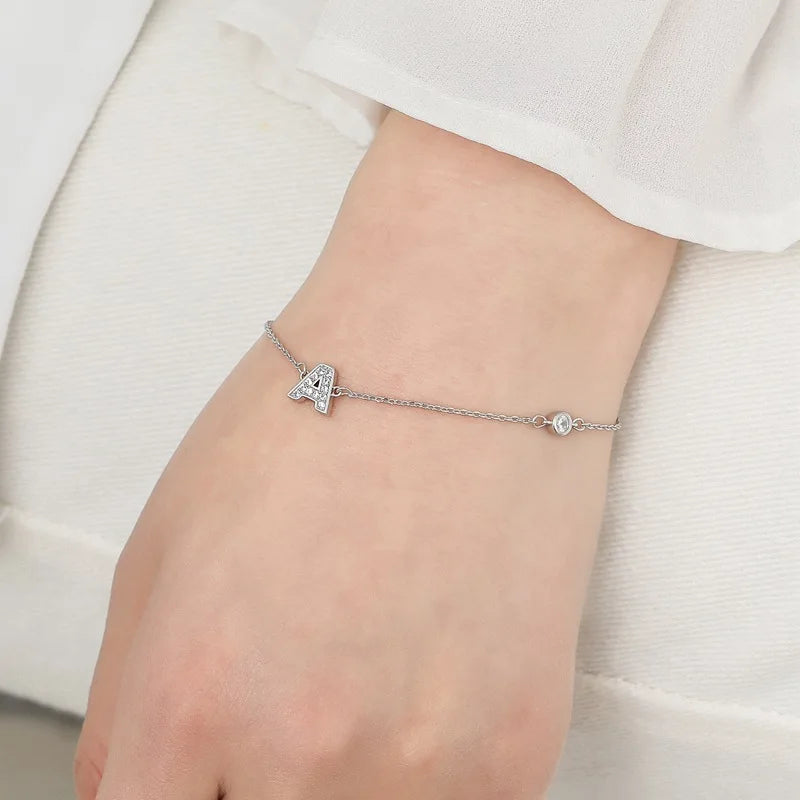 Neues 925 Sterling Silber Brief Armband einfachen Stil glänzendes Armband Geburtstags geschenk für Frauen edlen Schmuck