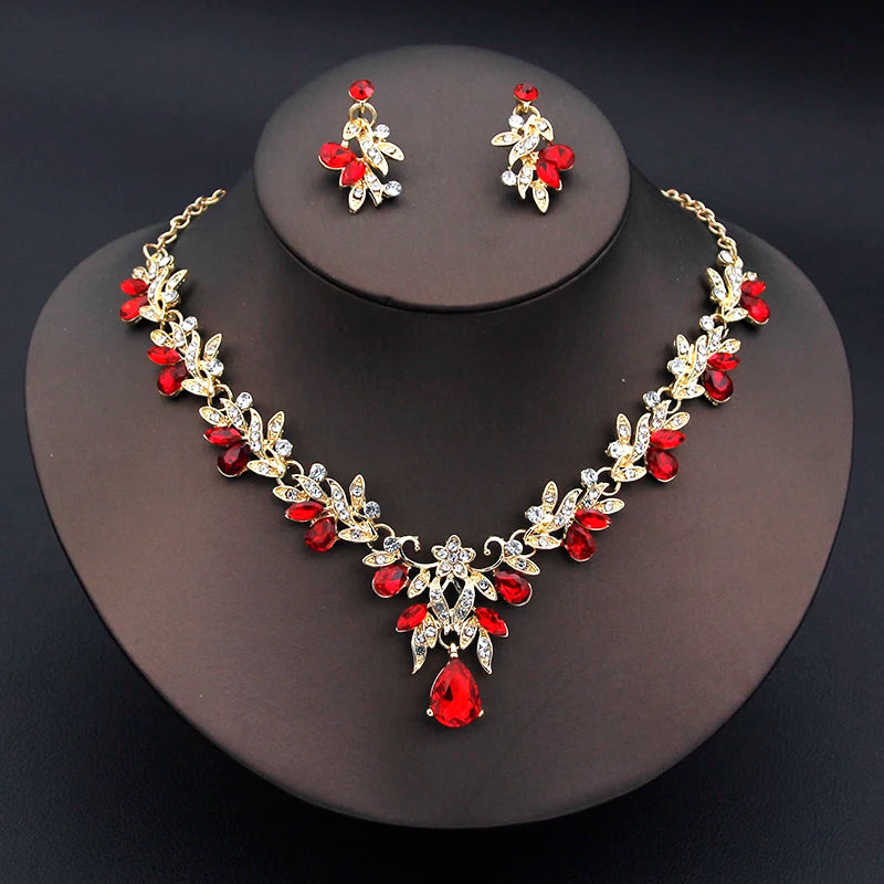 Elegante Mode-Halsketten-Sets für Frauen, baumelnde Ohrringe, Prinzessinnen-Kragen, zweiteiliges Set, Brautschmuck, Braut- und Hochzeitsaccessoires