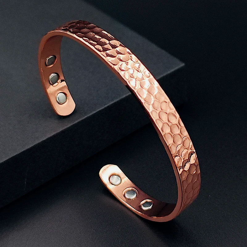 Vintage 99,9 % reines Kupfer Armbänder für Frauen Männer Rose Farbe Manschette Armreifen Charms Gesundheit Energie Gauss Magnete