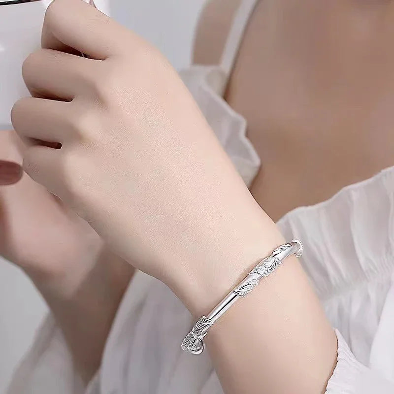 ALIZERO Armreif aus 925er-Sterlingsilber mit vollgeblasenen Blumen für Damen, zarte, offene, verstellbare Armbänder, Modeschmuck
