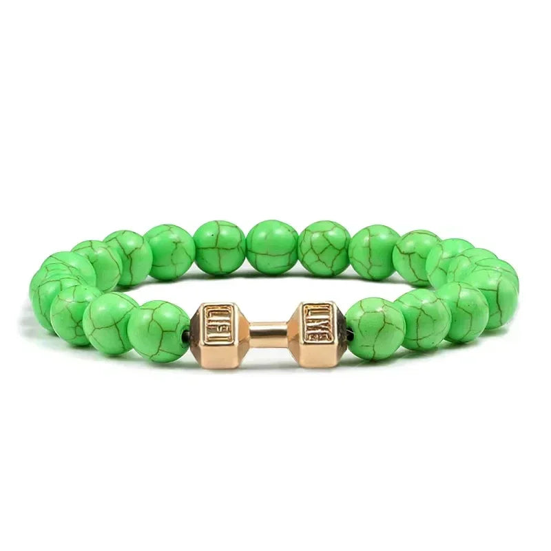 Lava Armband Schwarz Vulkanstein schwarz Matte Hantel Perlen Armbänder Für Frauen Männer Fitness Langhantel Schmuck Herren Armbänder