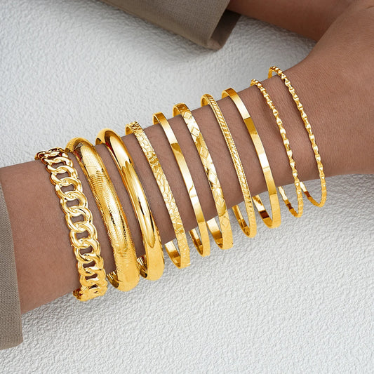 10 teile/satz Punk Metall Armreifen Set Für Frauen Schwere Vintage Stile Hip hop Strukturierte Armbänder Mode Schmuck Zubehör 2025 Neue