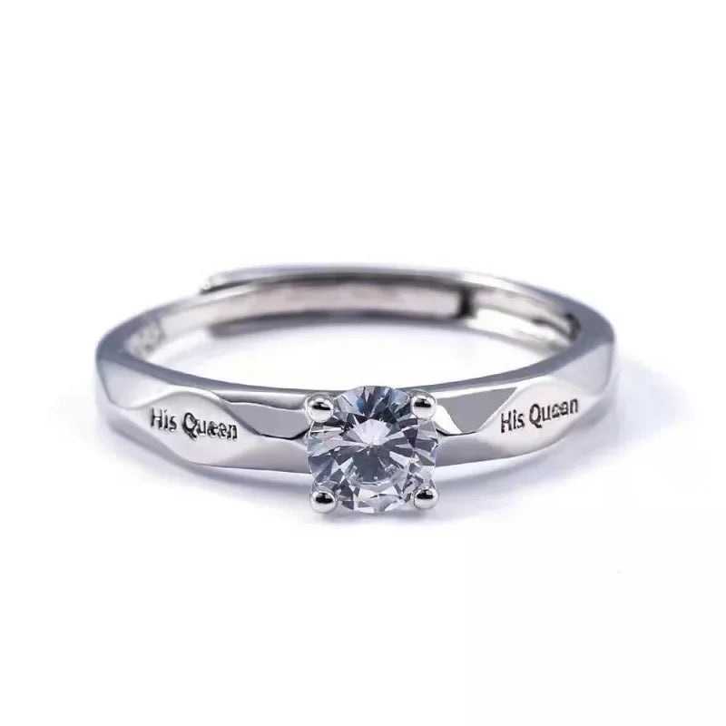 Luxuriöser, trendiger Paar-Pledge-Liebes-Token-Ring mit Buchstaben, Seine Königin und ihr König, gravierter Ehering für Damen und Herren, Fingerringe