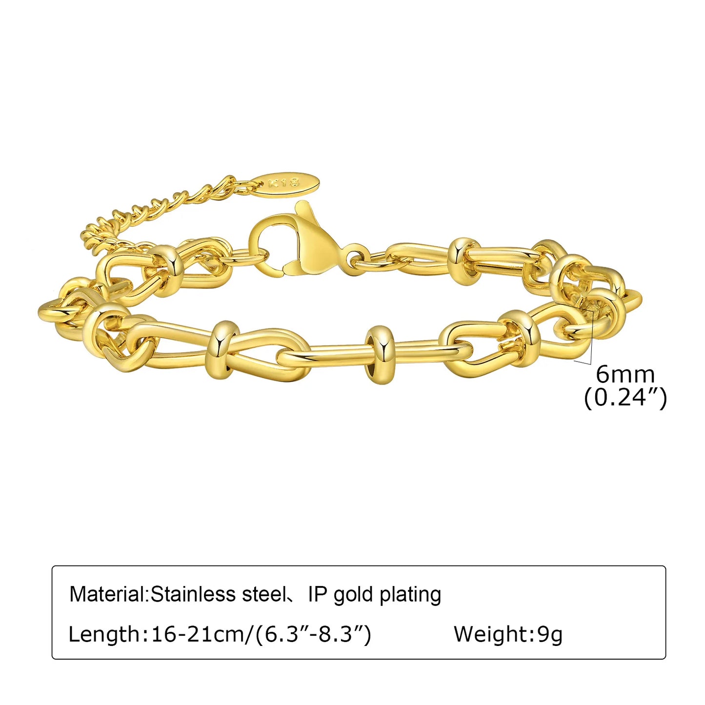Miami Cuban Link Chain Armband für Damen, Edelstahl, goldfarben, verstellbar, minimalistische Armbänder, Schmuck, Geschenke