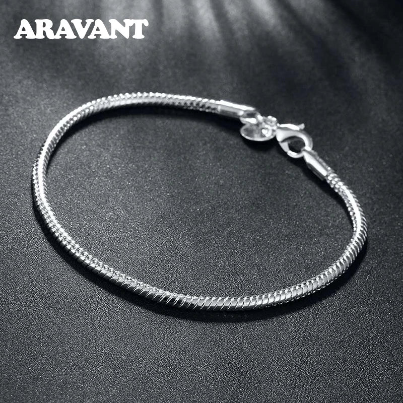 Aravant 925 Silber 3 MM/4 MM Schlangenkette Armbänder Für Frauen Männer Modeschmuck