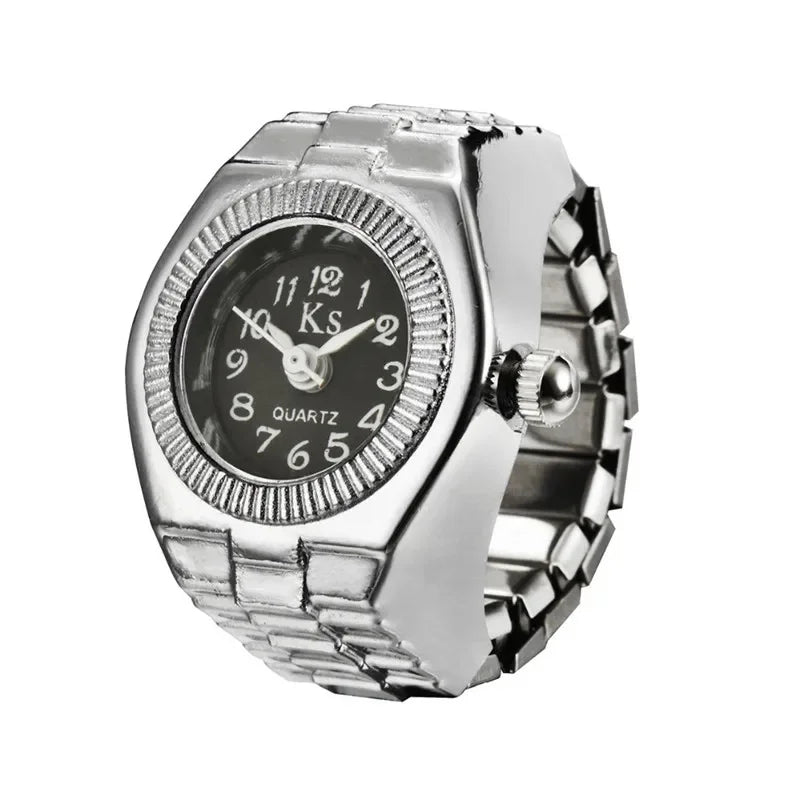Vintage Punk Finger Uhr Mini Gummiband Legierung Uhren Paar Ringe Schmuck Uhr Retro Römischen Quarzuhr Ringe Frauen Männer