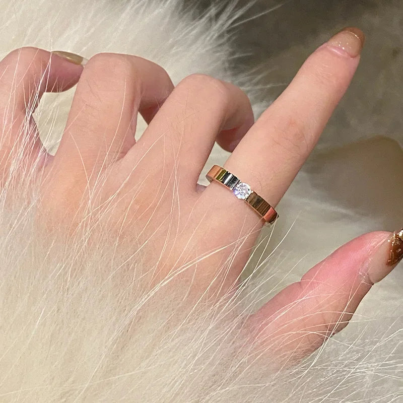 Titanstahlringe für Frauen, minimalistischer silberfarbener Zirkonring für Männer, Mode, Verlobung, Hochzeit, Schmuck, Geschenke, Anillos Alem