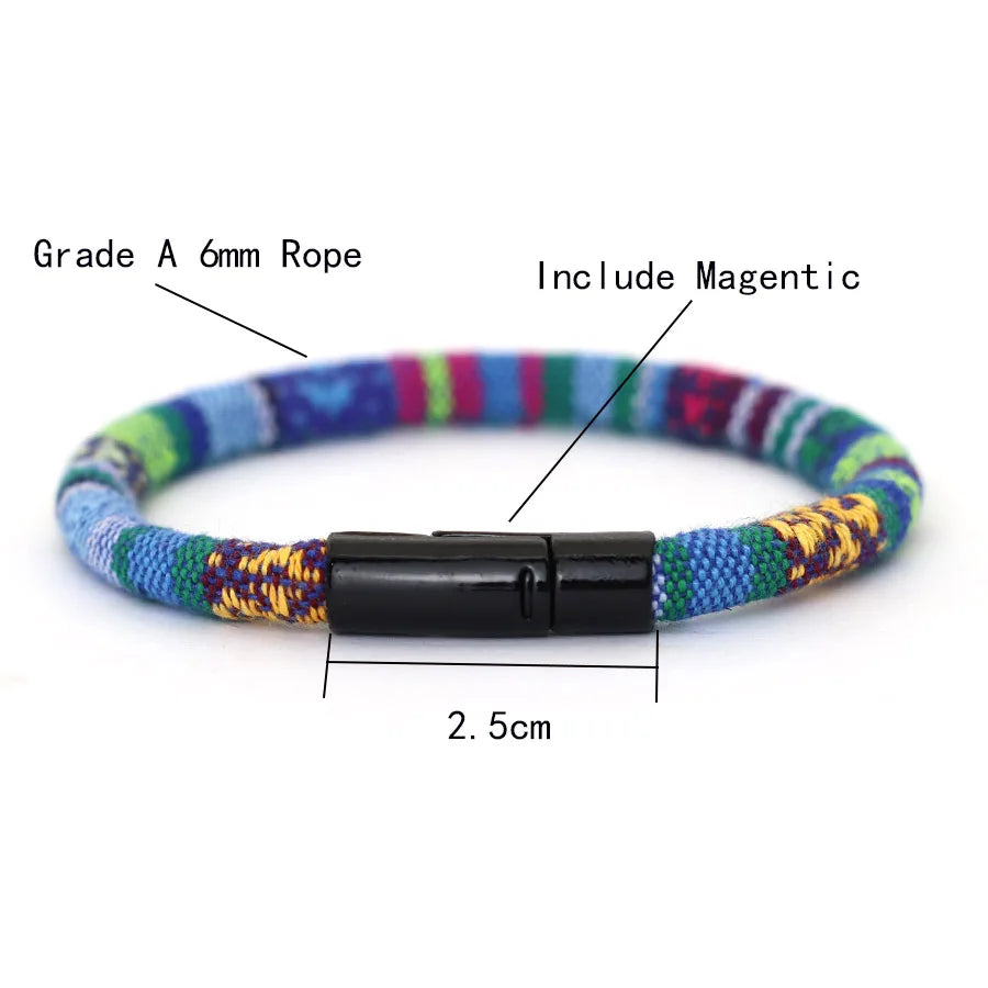 Bohemian Seil Armband Für Männer Doppel Versicherung Schnalle 6mm Stoff Armband Strand Surfen Casual Zubehör Wrap Pulseria Hombre