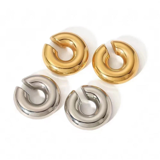 1 Paar glatte Kreis-C-förmige Clip-Ohrringe für Frauen, leicht, ohne Piercing, Knorpel-Ohrmanschette, gold-silberfarbene Ohrringe
