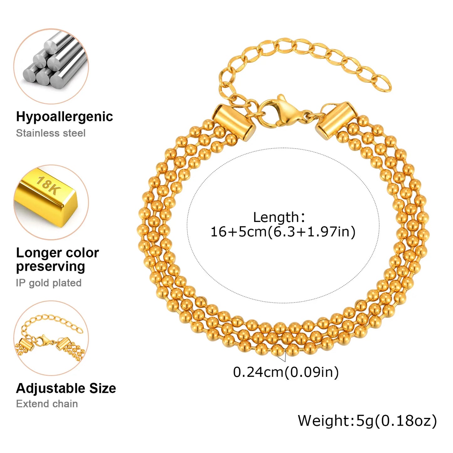 Klassisches mehrschichtiges Perlenkettenarmband, Damenarmbänder aus Edelstahl, trendiger Schmuck als Muttertagsgeschenk