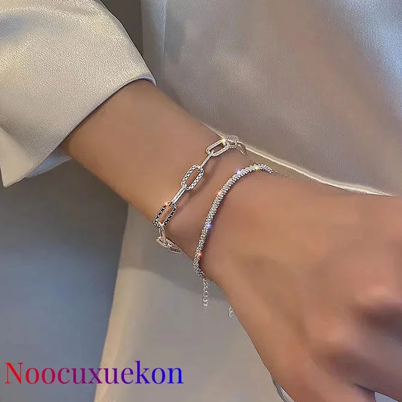 925 Sterling Silber Mode Farbe Funkelnde Verstellbare Armbänder für Frauen Elegante Feine Armband Neue Hochzeit Schmuck Geschenke