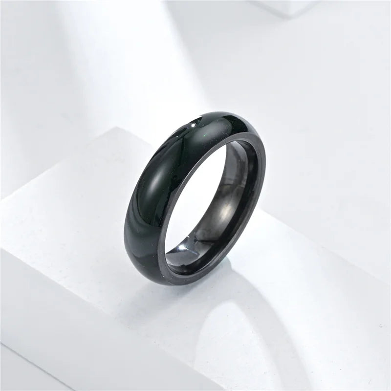 Vintage künstliche grüne Jade Edelstahl Ring für Paare Schmuck kreative glatte Muster Fingerringe Party Schmuck Geschenke