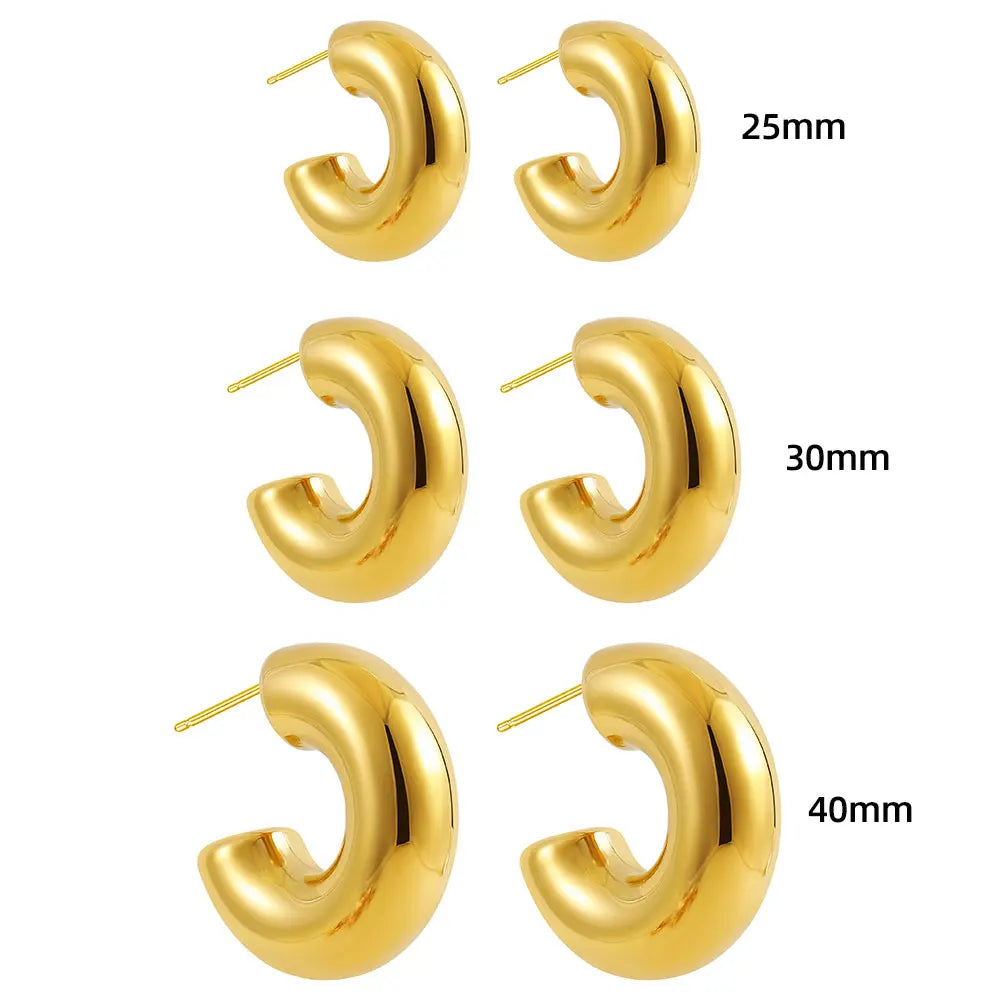 Extra große klobige Creolen für Damen, vergoldetes Edelstahlrohr, dicke Creolen, leichter Schmuck, Geschenke, 25/30/40 mm