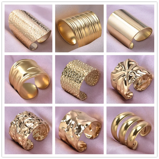 1/2/3 stücke mischen Farbe klobigen breiten Ring offene Edelstahl ringe für Frauen Männer Accessoires unregelmäßige Oberfläche kpop Modeschmuck