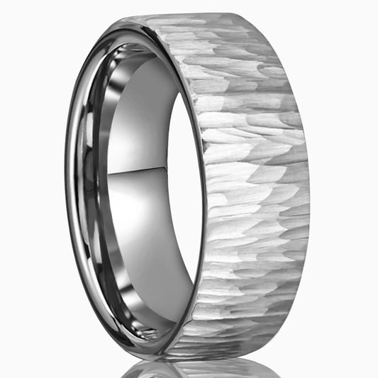 Wolframkarbid-Ring für Herren, 8 mm, silbrige Rinde, strukturiert, Vintage-Paar, Verlobung, Eheringe, geeignet für Party, Jahrestag