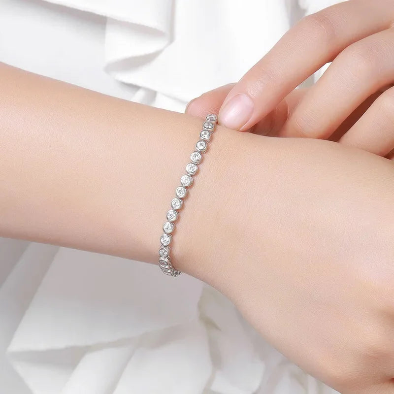 Halaile D Farbe Vollmoissanit S925 Sterling Silber Funkelndes Blasen-Tennisarmband mit GRA Feiner Schmuck Damen Trendiges Geschenk