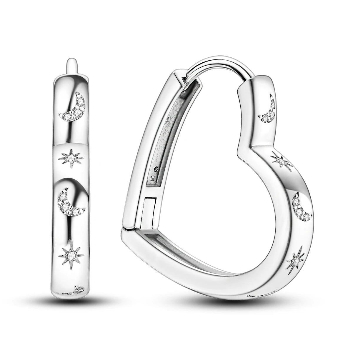 Creolen aus 925er Silber für Damen, Pendientes, Mond, Sonne, Original-Ohrringe, Modeschmuck