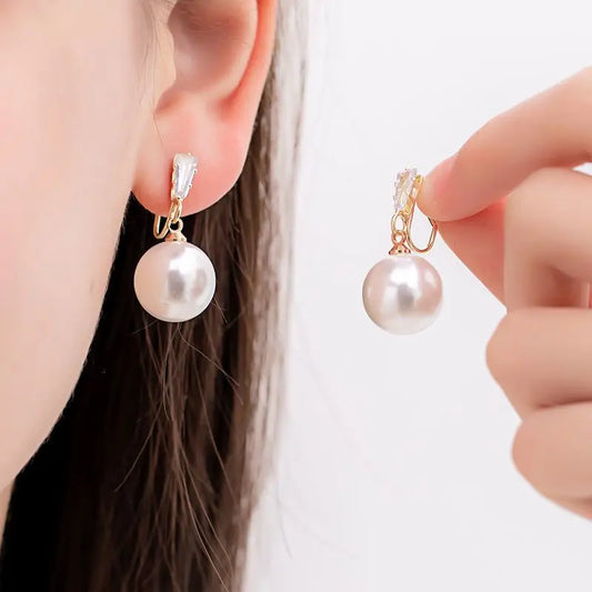 Mode Simulierte Perle Geometrische Clip auf Ohrringe Keine Durchbohrt für Frauen Mädchen Gefälschte Piercing Gold Farbe Ohr Clip