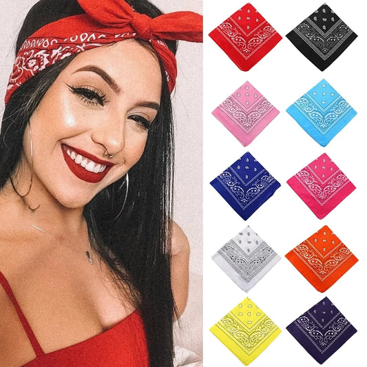 Hip Hop Frauen Bandana Schal Mädchen Kinder Punk Quadratische Bandanas Kopfbedeckung Mode Böhmischen Kopf Schal Stirnbänder Haar Zubehör 2024