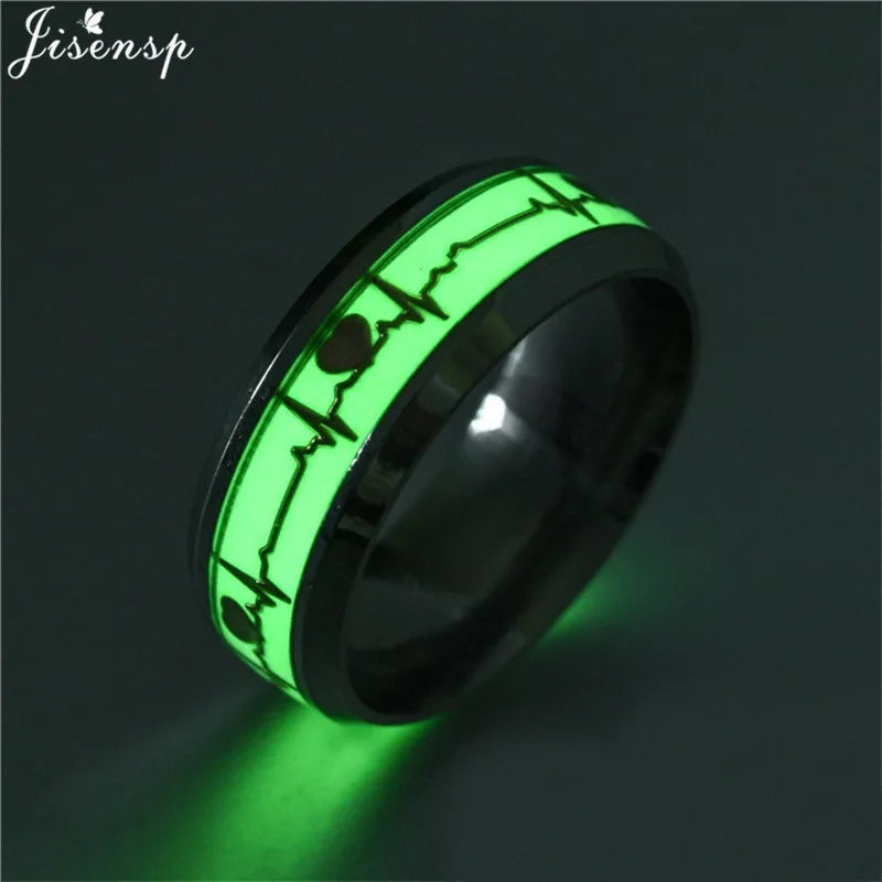 2025, Edelstahl, leuchtend im Dunkeln, Herz-Fingerringe für Männer und Frauen, Punk-Musik, Drache, leuchtender Ring, Paarschmuck, Anel