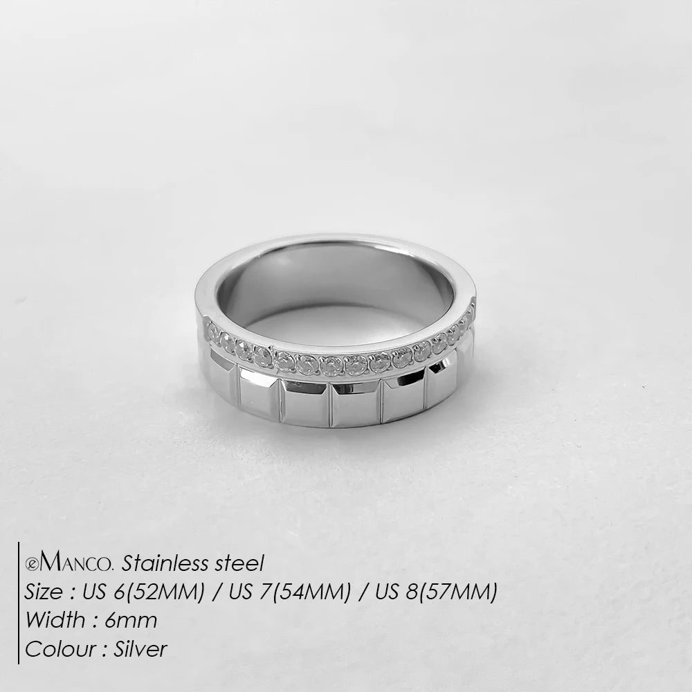 eManco Mode Paar Ringe Trendy Herren Edelstahl Zirkonia Ring Ehering Schmuck Großhandel 48 Stunden Versand