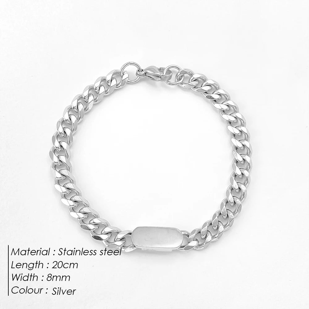 ELANDIS Kubanische Kettenarmbänder aus Edelstahl, Punk-Hip-Hop-Rock-Stil, Zubehör, vergoldetes Herrenarmband, 48-Stunden-Versand