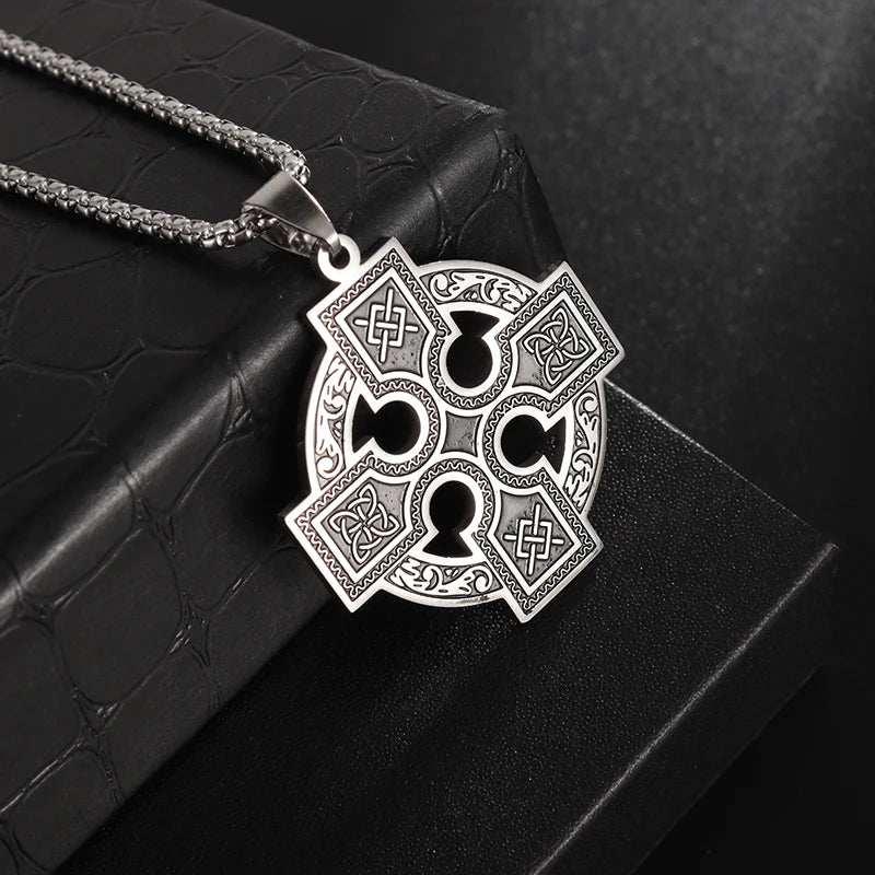 Hexenknoten-Manschettenarmband aus Edelstahl, heidnisches Hexerei-Symbol, magischer Knoten, viel Glück, Amulett, Armreifen, keltischer Knoten, Schmuck