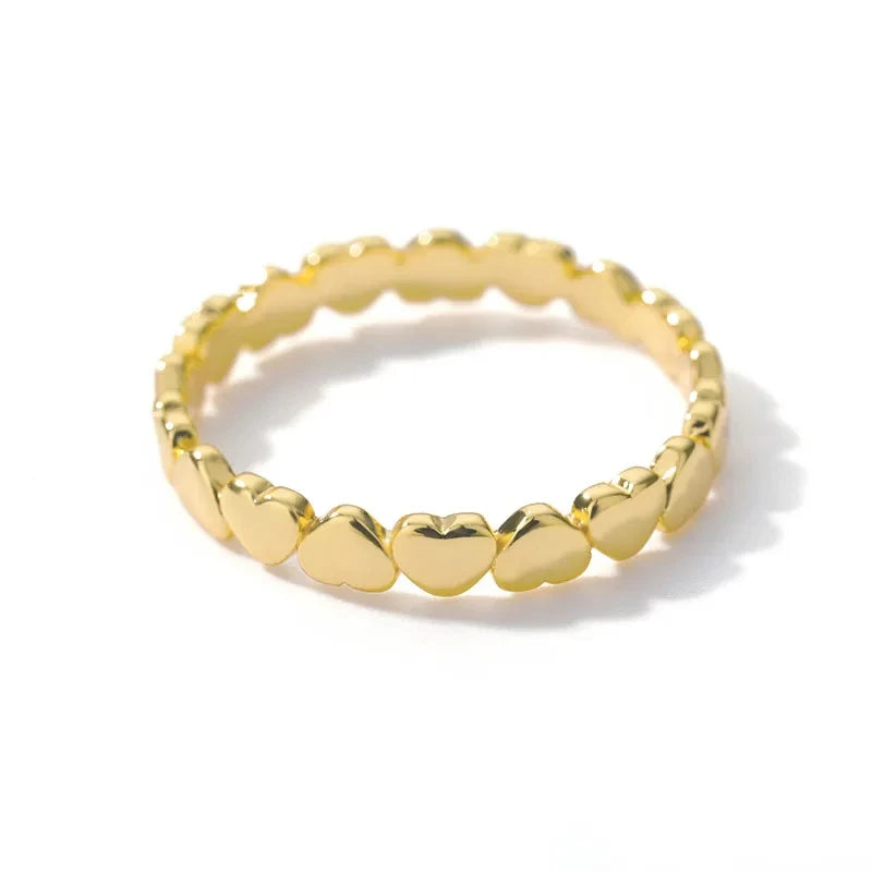 Edelstahl Herz Ringe Für Frauen Gold Farbe Herz Verlobung Hochzeit Ring Luxus Hochzeit Ästhetischen Mode Schmuck Geschenk
