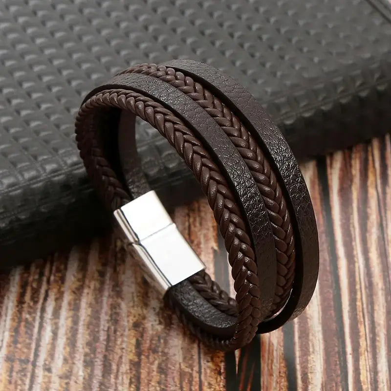 Jiayiqi Leder Armband Männer Punk Hip Hop Metall Charme Tigerauge Stein Perlen Multi-Schicht Armband Für Männer Mode schmuck Geschenk