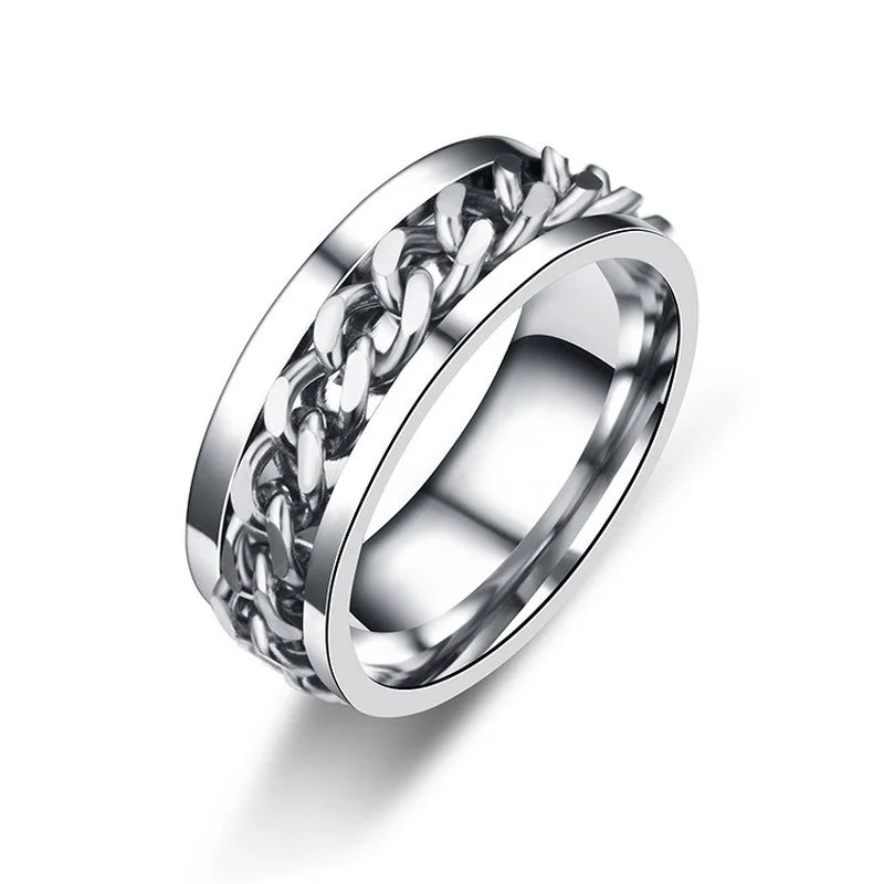 Drehbare Kettenringe aus Titanstahl für Damen und Herren, Spinnerring, Dekompression, multifunktionaler Kettenring, Flaschenöffnerring, Geschenk