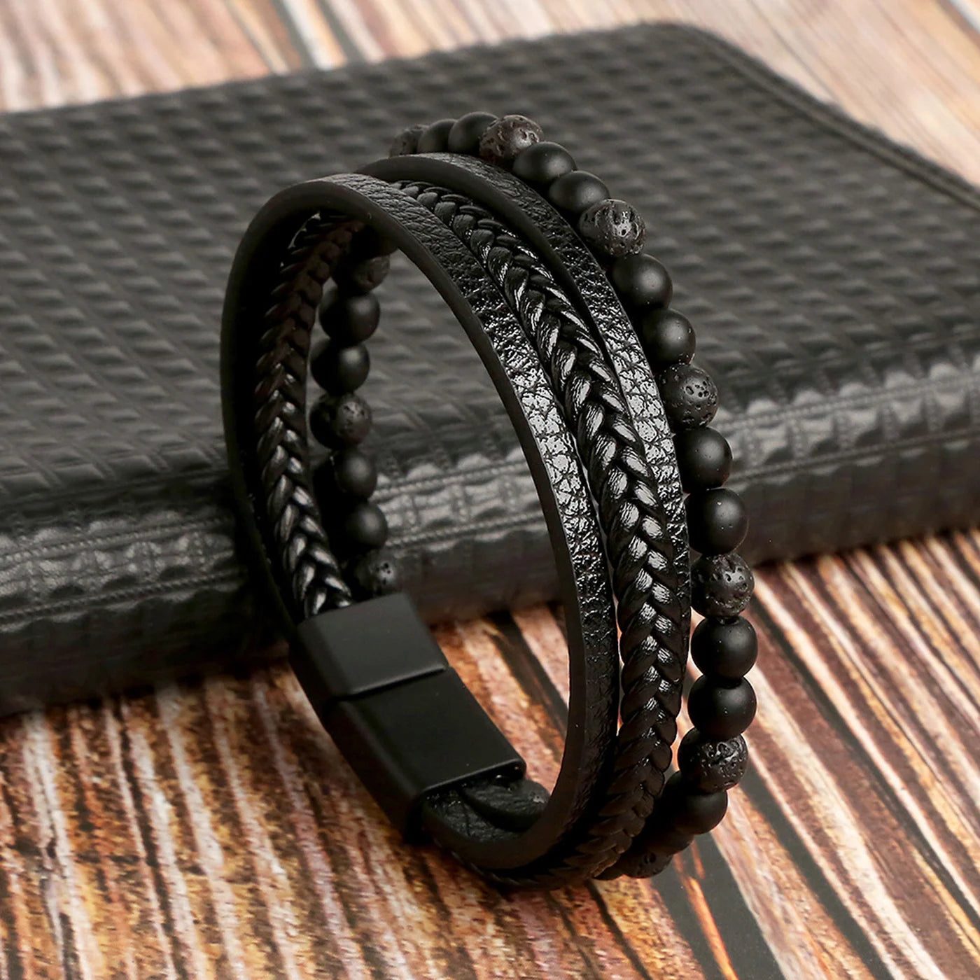 1PC Trendy männer Zubehör Legierung Magnetische Schnalle Multi schicht Retro Leder Seil Geflochtene Armband Armband Mode Dressing