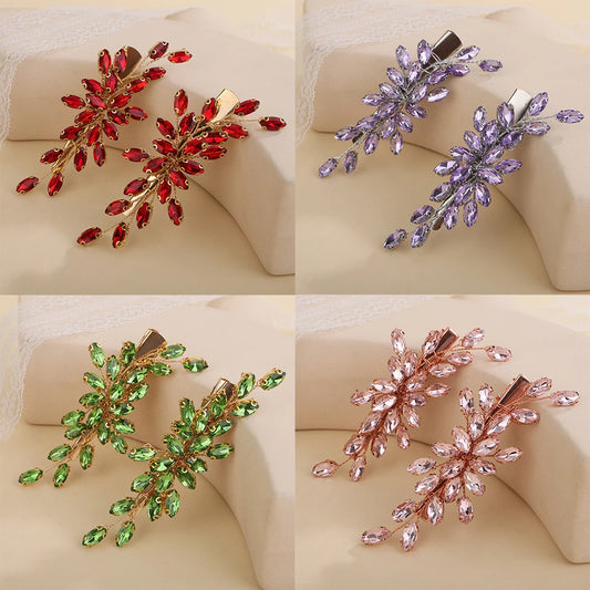 2PCS Strass Haarspange für Hochzeit Braut Kopfschmuck Silber Schwarz Braut Haarschmuck Grün Rot Tiara Blau Lila Ornamente
