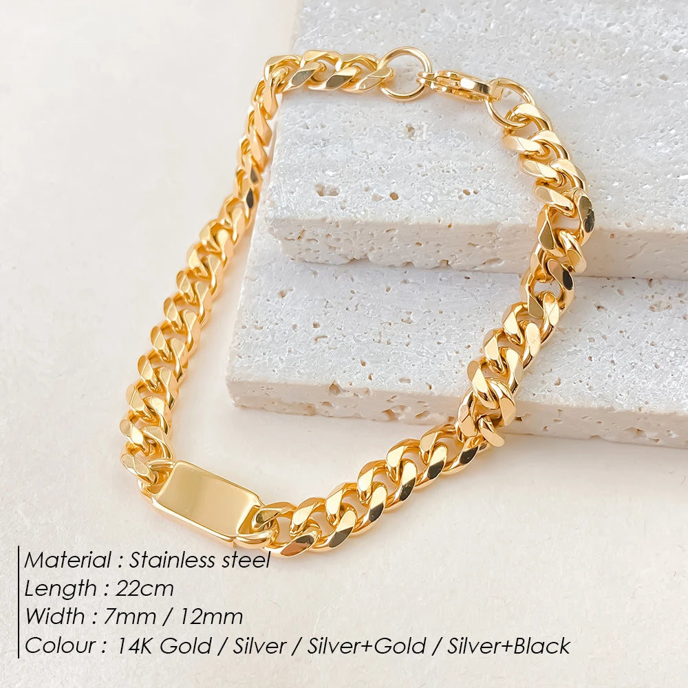 eMancoUnisex Edelstahl Trendy Quadrat Armband Hip-Hop Mode Einfache Kalte Coole Stil Armbänder Hand Schmuck48 Stunden Schiffsm