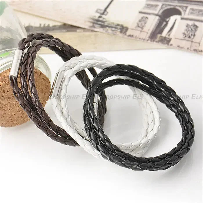 Mehr schicht ige Leder armbänder Frauen Männer Punk Armband Geflecht Armreifen hand gefertigte Seil wickel Armbänder Geburtstags feier Glücks geschenk