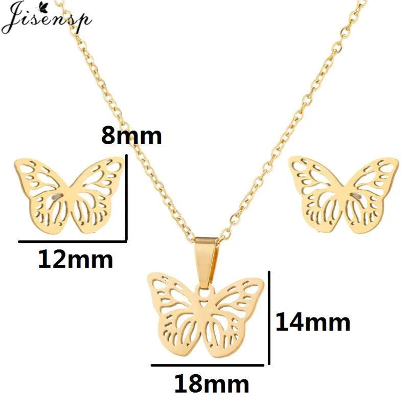 Edelstahl Kolibri Schmetterling Halskette Ohrringe Mode Kleine Vögel Schmuck Sets für Frauen Mädchen Valentinstag Geschenk