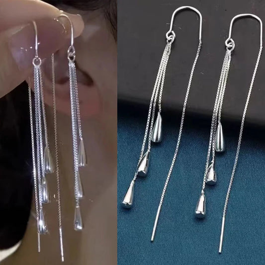 Silber Farbe Lange Wasser Tropfen Quaste Ohrringe Für Frauen Personalisierte Modische Täglichen Zubehör Party Schmuck Geburtstag Geschenke