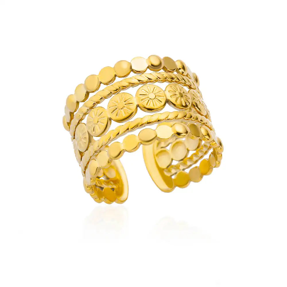 Minimalistische Textur Edelstahl Geometrische Ringe für Frauen Gold Farbe Öffnung Paar Ring Ästhetische Hochzeit Weihnachten Schmuck