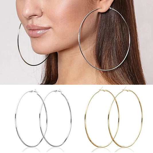 2 Stück 30–100 mm kleine große Kreis-Creolen für Damen und Herren, Edelstahl-Ohrring, Modeschmuck, Geschenk, Nachtclub, DJ