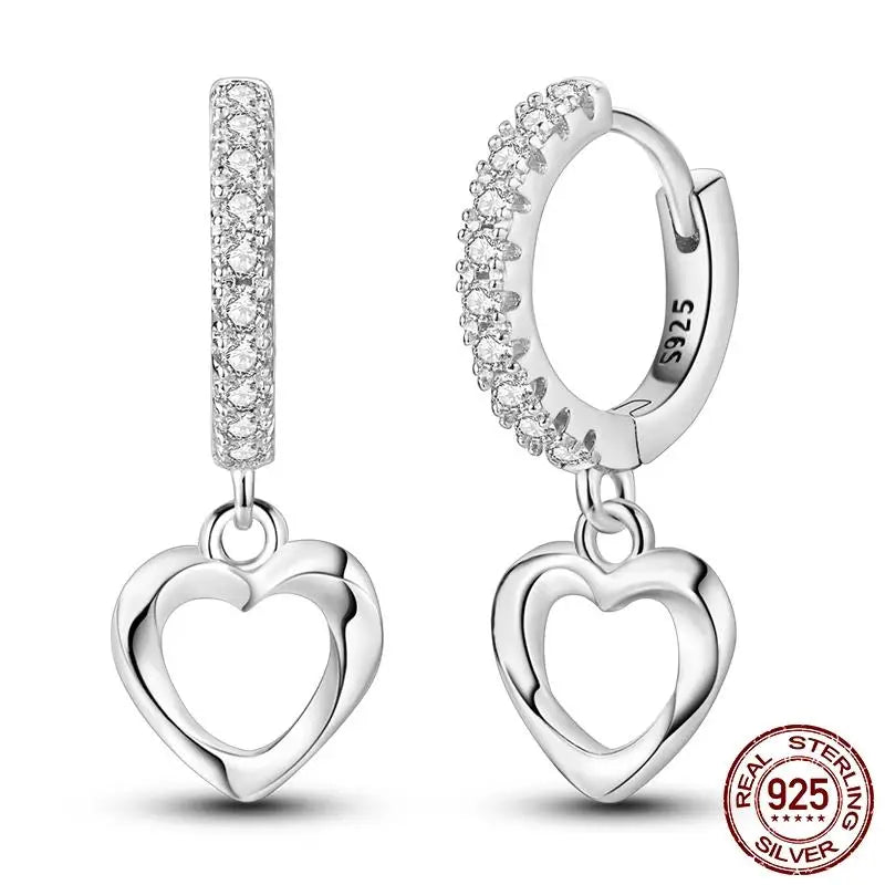 Leuchtende Muschel-Ohrringe für Damen, Original-Ohrringe aus 925er-Sterlingsilber, Pavé-CZ-Stern, Mond, Creolen, Verlobung, Hochzeit, Schmuck