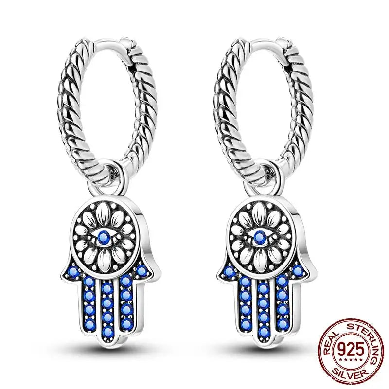 Leuchtende Muschel-Ohrringe für Damen, Original-Ohrringe aus 925er-Sterlingsilber, Pavé-CZ-Stern, Mond, Creolen, Verlobung, Hochzeit, Schmuck