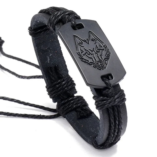 Hip Hop Rock Band Armband Steampunk Band Symbol verstellbar Wolf Kopf Charme Leder Armbänder Männer Frauen Kollektion