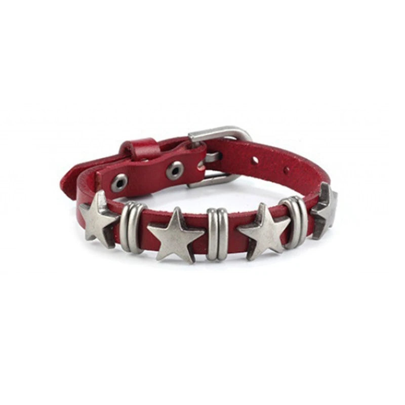 Goth Vintage Stern Leder Legierung Armbänder Für Frauen Männer Gothic Retro Paar Armband Rock Party Schmuck Zubehör-Dekor