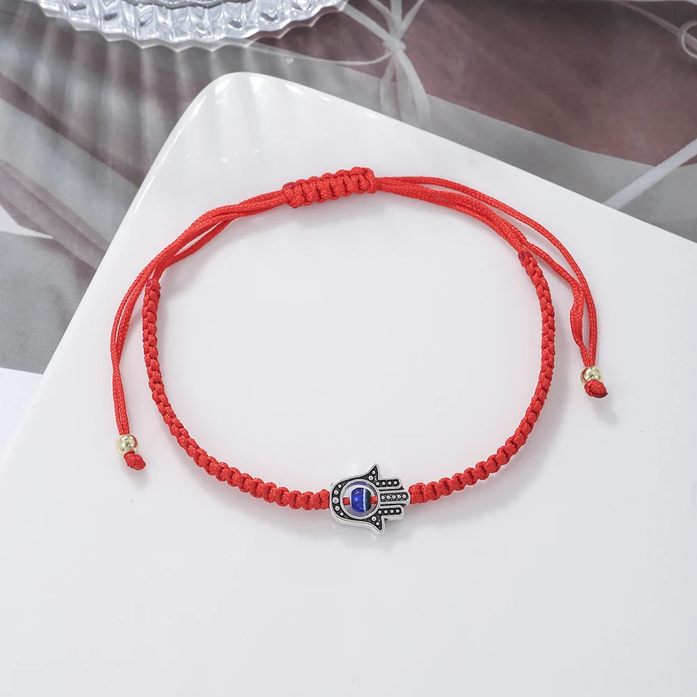 Neue Gebet Hand von Fatima Bösen blick Flechten Armband Rot Schwarz Blau Farbe Nylon Faden Glück Paar Armband Schmuck Männer Frauen