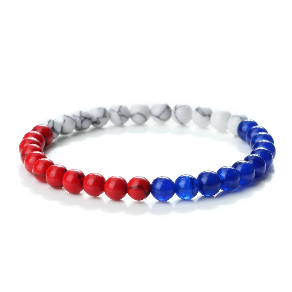 Klassisches Naturstein-Armband mit Palästina-Flagge, für Männer und Frauen, Nationalflagge, Perlenarmband, Weihnachtsgebetsperlen, Anbetung, Schmuck, Geschenk