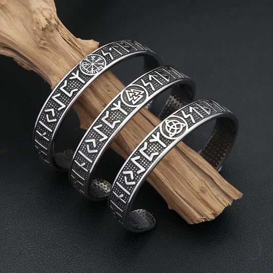 Vintage Nordic Vikings Kompass Armband 316L Edelstahl Viking Runen Manschette Armreifen Für Männer Frauen Mode Amulett Schmuck Geschenk